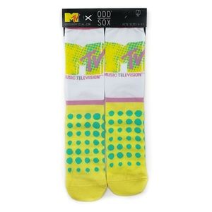 Odd Sox MTV Pop Art Crew Socks Mens Womens Retro 80s 90s Fun Novelty Gift